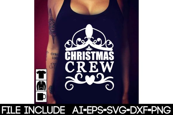Decorative Christmas Crew Design with Hearts