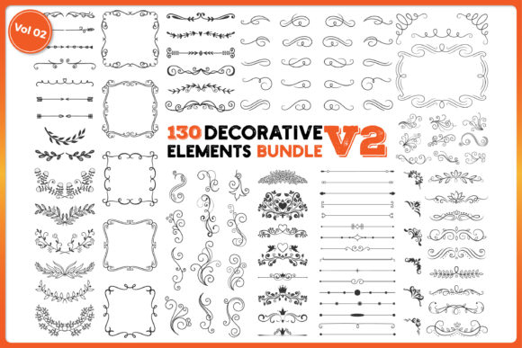 Decorative Elements Set V2 130 Designs: Elevate Your Digital Crafting Projects