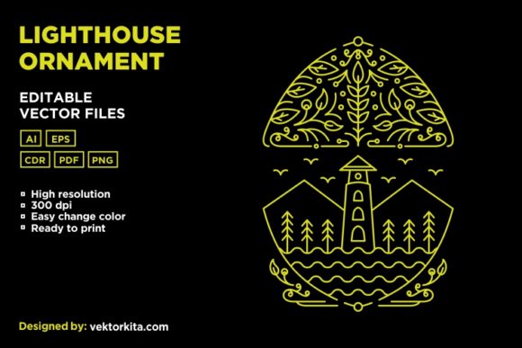 Lighthouse Ornament: A Versatile Design for Nature-Inspired Merchandise
