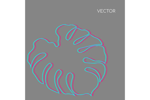 Monstera Leaf Flat Color Vector Design