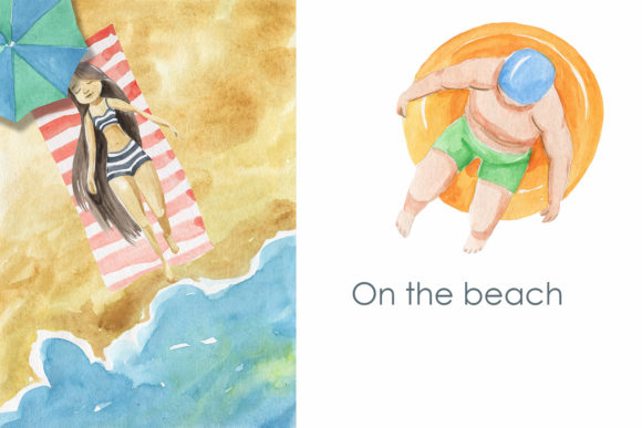 On the Beach. Watercolor.: A Creative Resource for Modern Design and Marketing