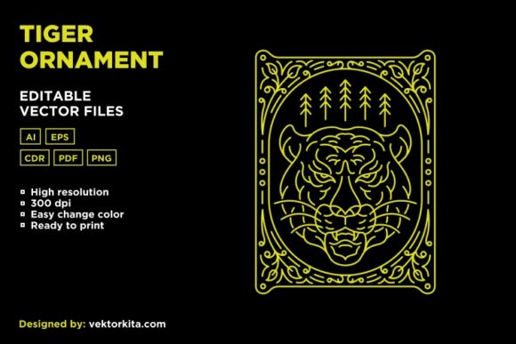 Tiger Ornament Design for Everyday Wear and More
