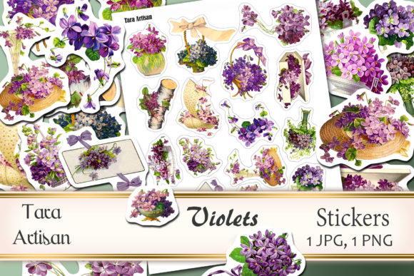 Violets Decorative Stickers for Creative Projects