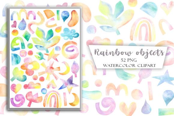 Watercolor Rainbow Abstract Objects: A Versatile Design Resource for Creative Projects